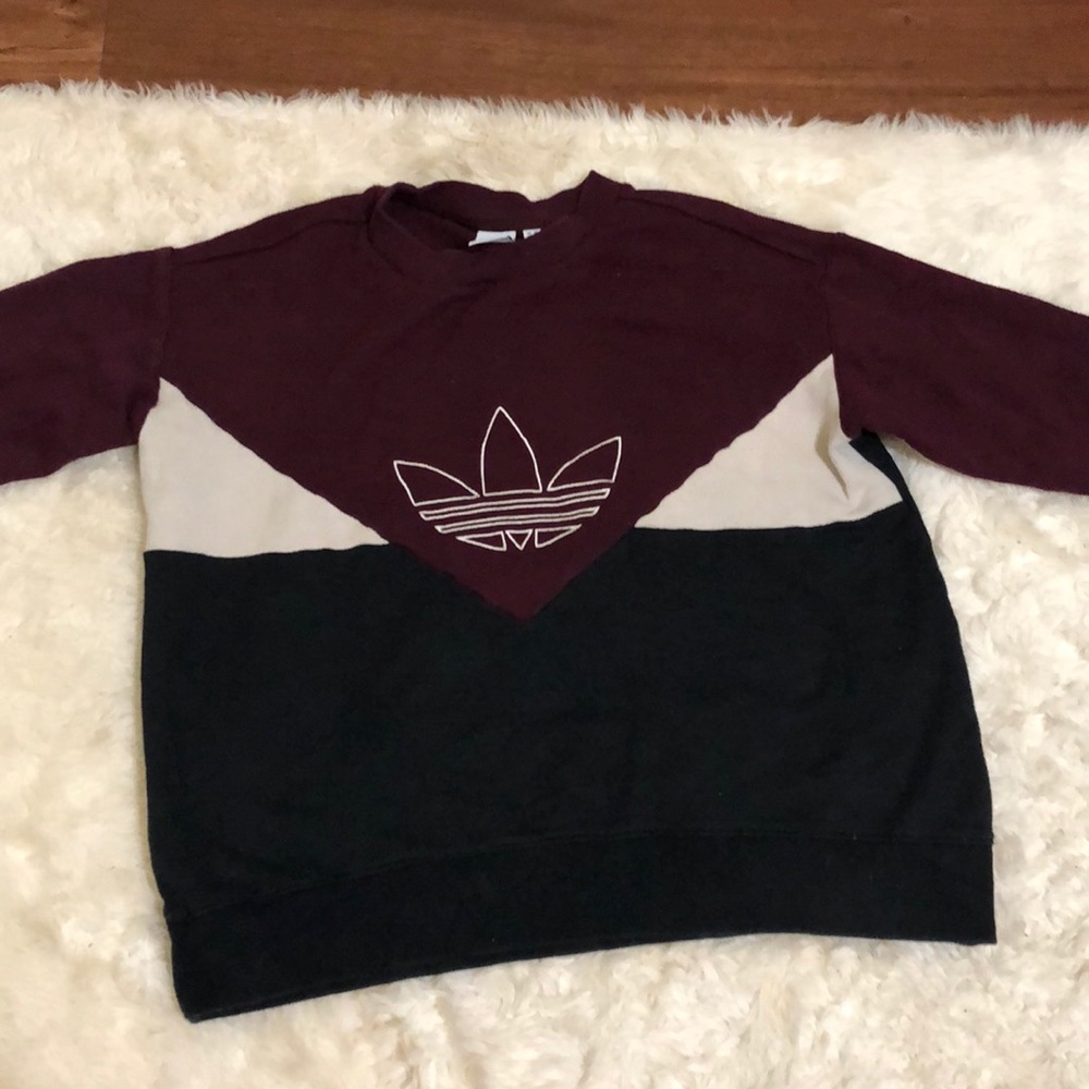 Adidas sweatshirt. Black, nude, and maroon